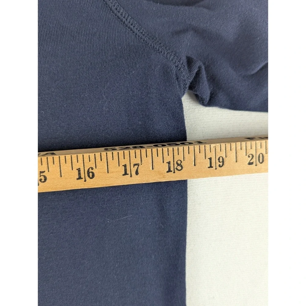 Lauren Ralph Lauren Womens Navy Blue Boat Neck Button Shoulder Top XL Cotton